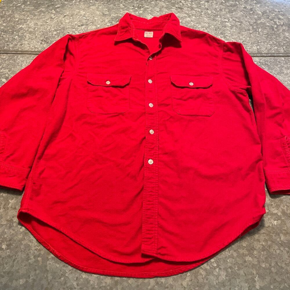 Vintage BIG MAC Sanforized Penneys Flannel Button Up Shirt XL 17 17.5 Red 60s 1